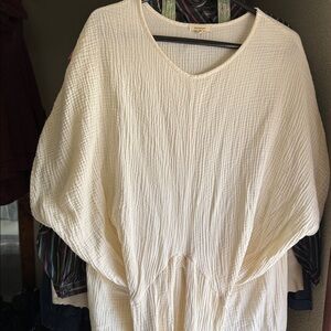 Sunday White Cotton maxi dress with attached waist tie fully lined